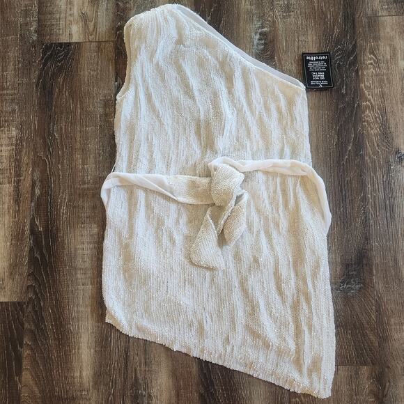 Retrofete Ella Sequin Dress in White Size XS One Shoulder NWT Belt - Picture 3 of 11